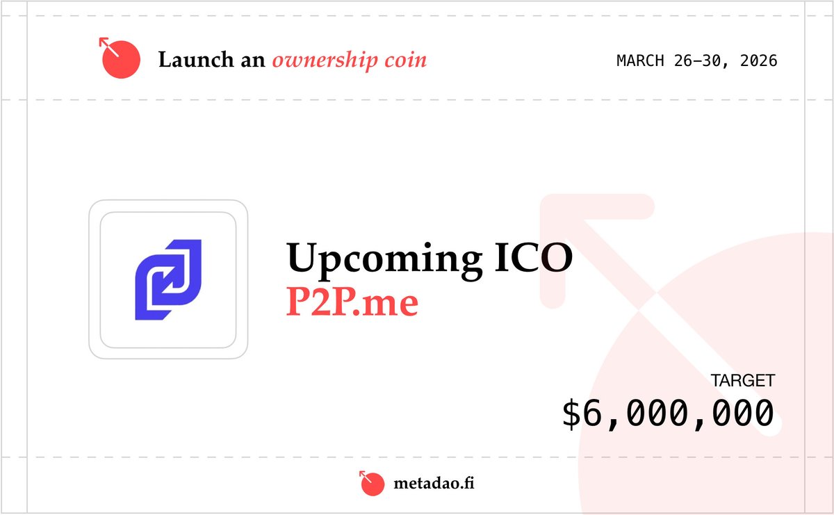 Officially official!

Our next ICO is <a href="/P2Pdotme/">P2P.me (TGE arc)</a>, which will be going live on March 26th!

You can read all about them down below ⏬