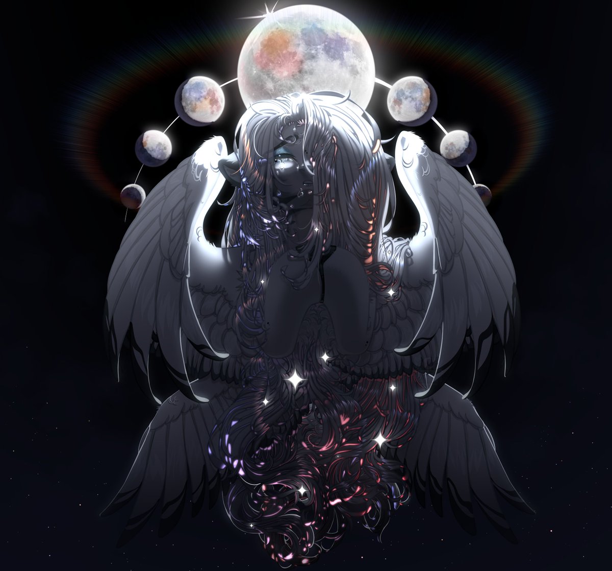 MEDkit_withART's tweet photo. Praying to the moon🌒🌓🌔🌕🌖🌗🌘
__________________•♡•__________________  
#brony #mlp #moonphase #pegasus #mlpoc #fourwings https://t.co/hydeogfiFa