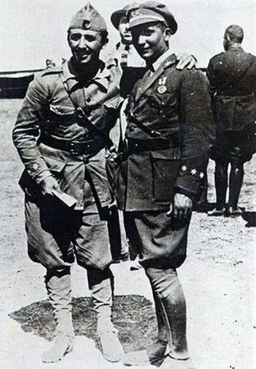 Future Spanish dictator Francisco Franco and his brother Ramón in North Africa, 1925.