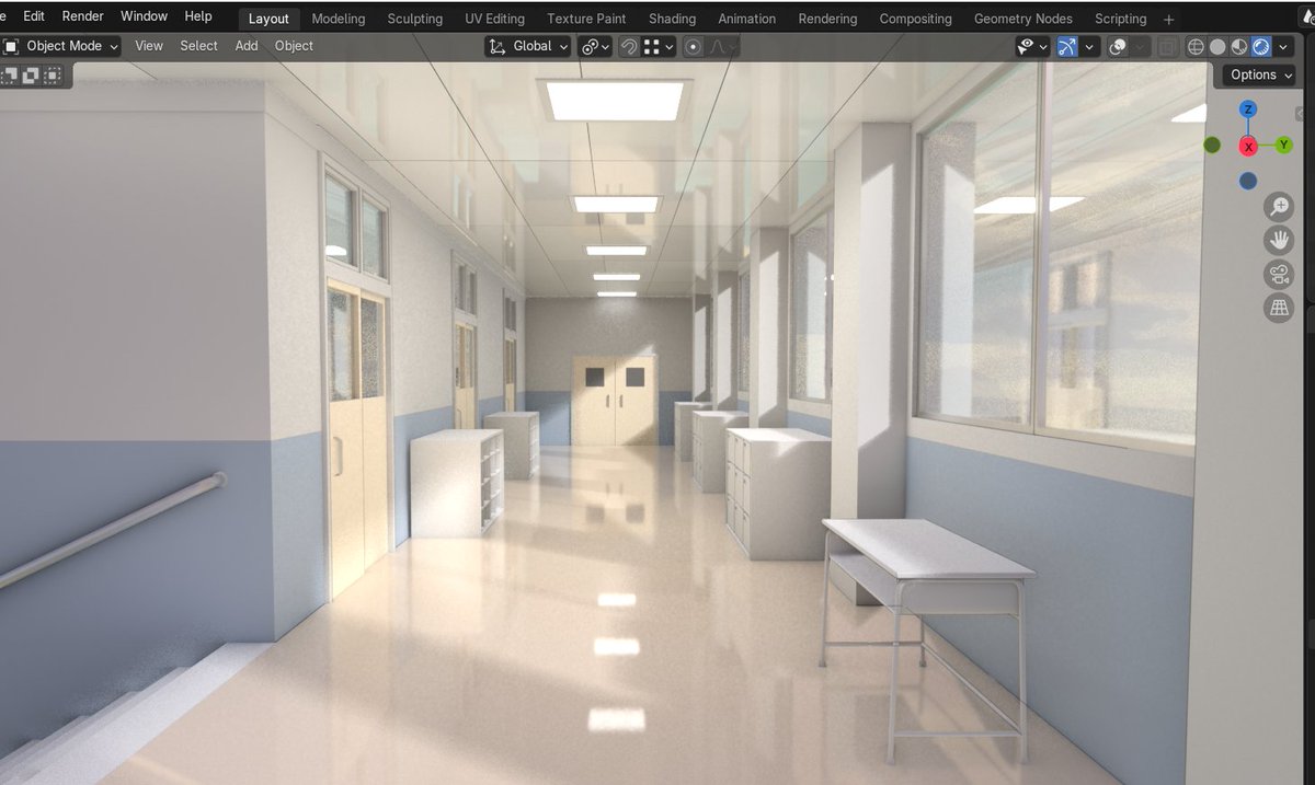 teikin615's tweet photo. #blender #3dcg
学校の廊下を制作するudemyチュートリアルを実施中～ https://t.co/S3dkYzrAKf