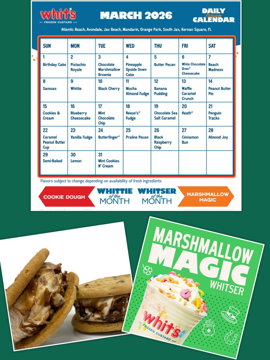 Mid-month calendar reminder! 

A variety of great flavors still to come, plus two great features! 

The MARCH Whitser of the Month is MARSHMALLOW  MAGIC and the MARCH Whittie of the Month is COOKIE DOUGH! 

See you soon!