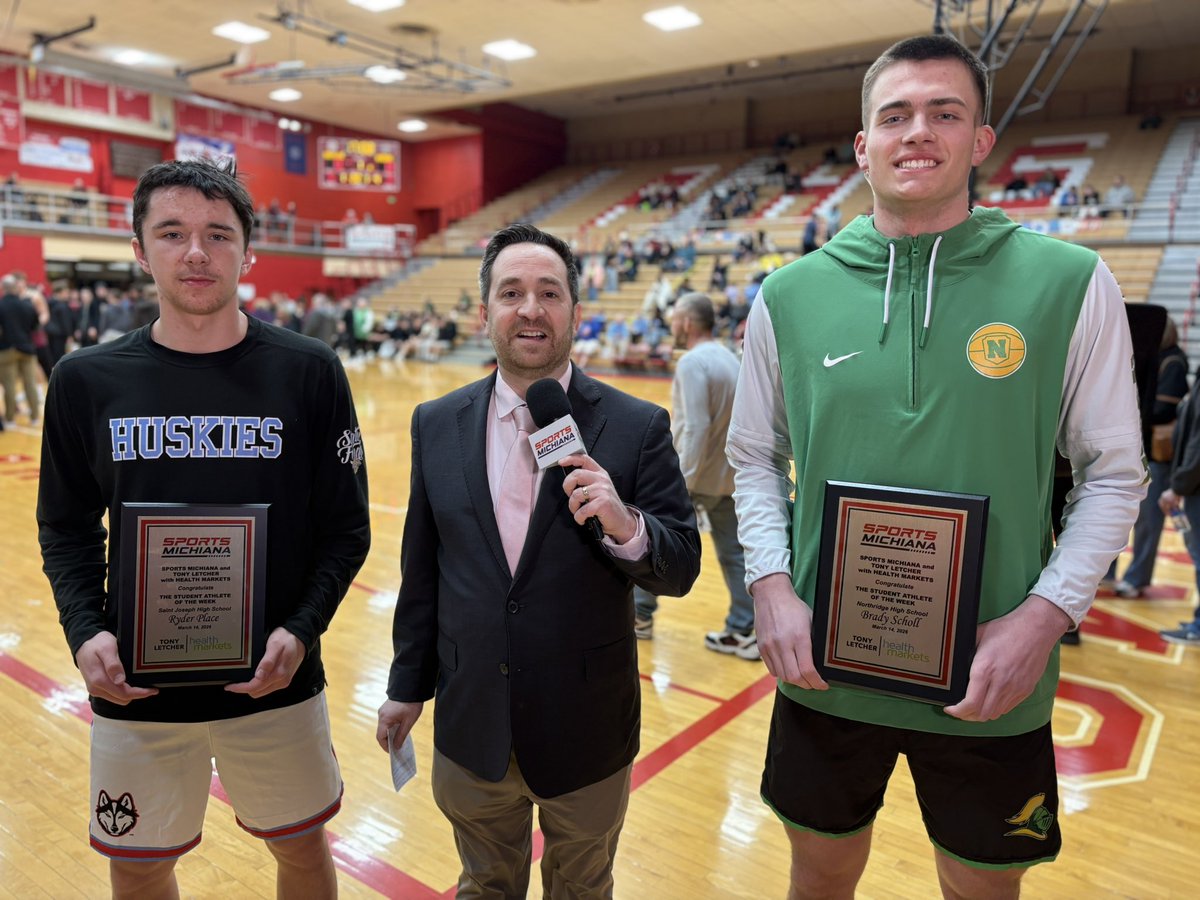 angdicarlo's tweet photo. Congrats to our Tony Letcher Health Markets Student Athletes of the Week, @brady_scholl of @nridgeathletics &amp; Ryder Place of @SaintJoeSports.

See the interview during pregame of our 4A regional broadcast, starting at 6:45pm.

Direct link to watch: https://t.co/EvqZIjA5P7 https://t.co/qeF4b8hmrA