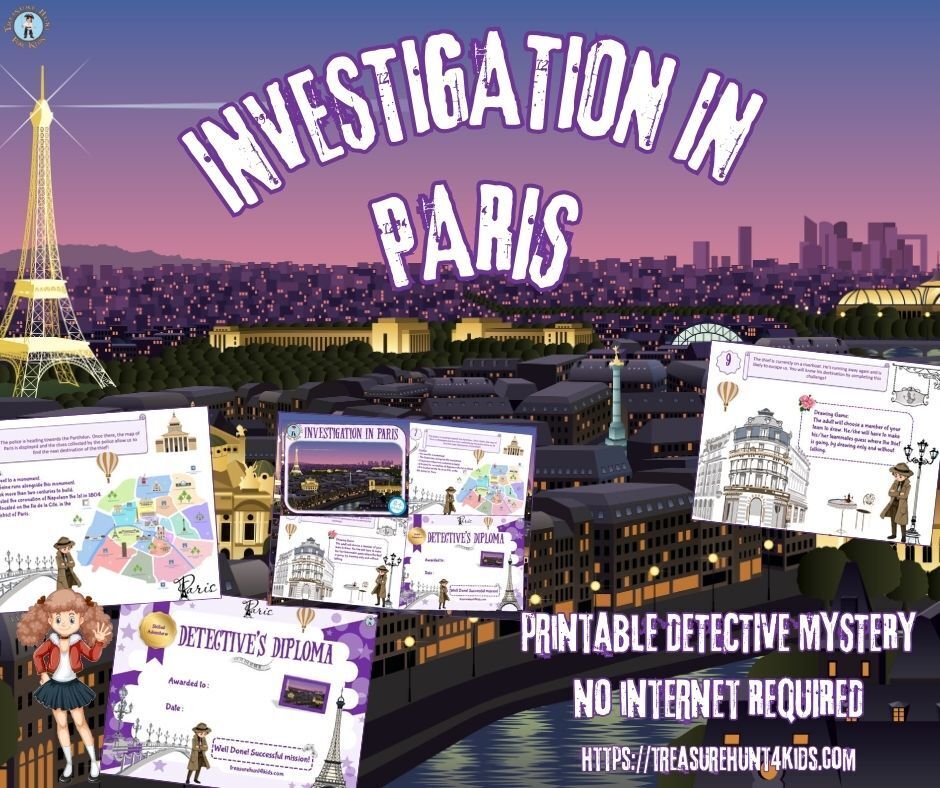 🗼 Solve a mystery in the heart of Paris! 
From the Louvre to the Eiffel Tower, clues are hidden all over the city… and it’s up to you to crack the case! 🕵️‍♂️ 

➡️ Start your adventure:treasurehunt4kids.com

#parisinvestigation #paris #printablegame #kidsactivity