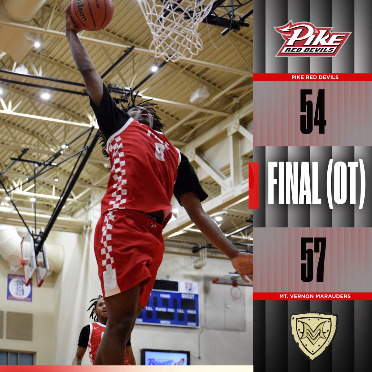 PikeHSAthletics's tweet photo. Your Red Devils season comes to a close as they lose to no.4 Mt. Vernon in OT. https://t.co/YS0XhZ4rEM