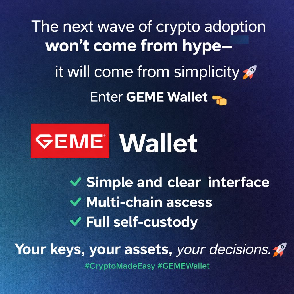 VCryptoInk's tweet image. Tweet 1:
 The next wave of crypto adoption won’t come from hype. It will come from tools that are so simple anyone can use them. That’s the vision behind @GemeWallet. 🧵👇 #CryptoMadeEasy #GEMEWallet