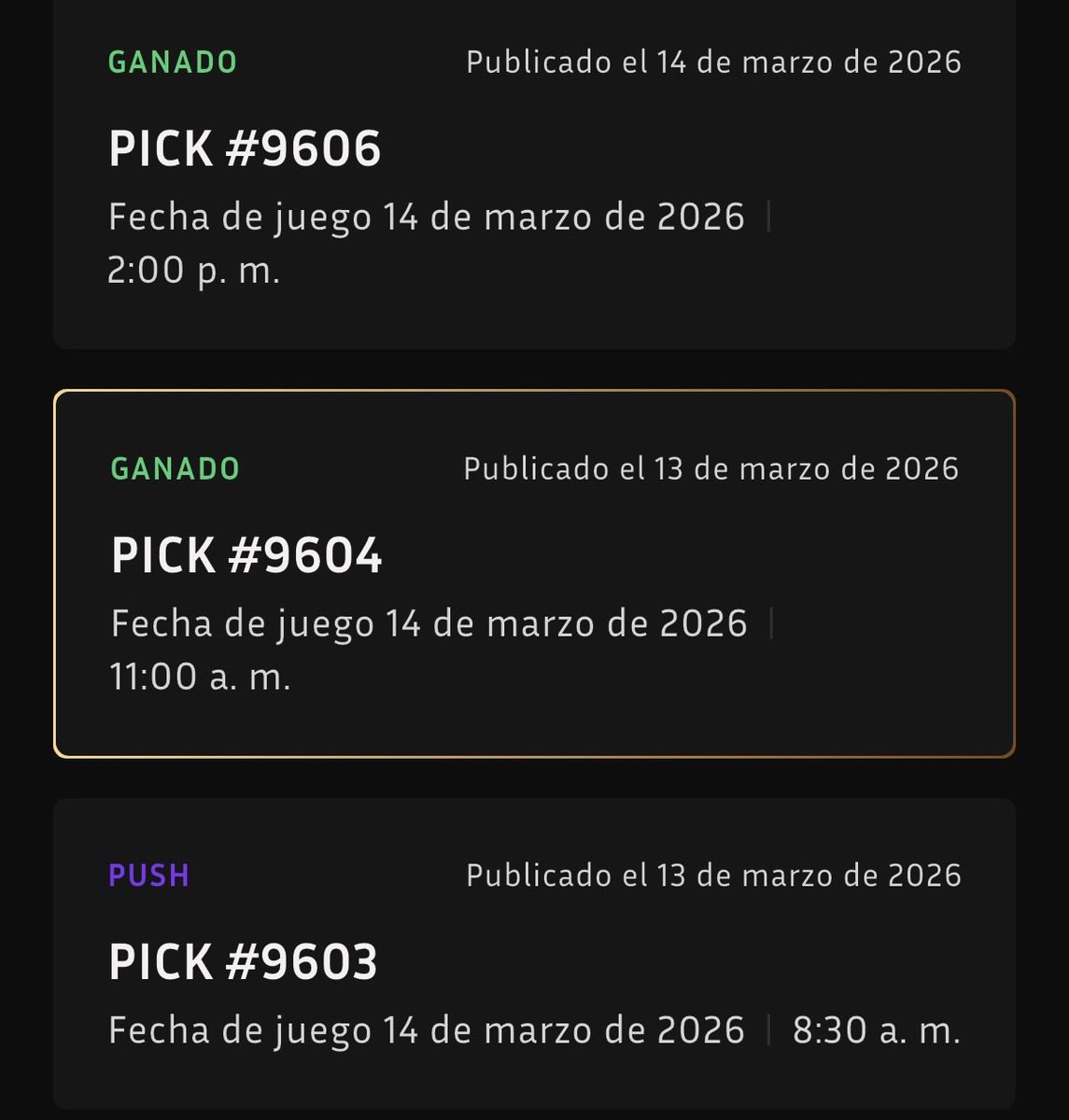 Así va nuestro sábado.. quedan dos en Los Reyes App y un parlay doble +100. 🍀🫡