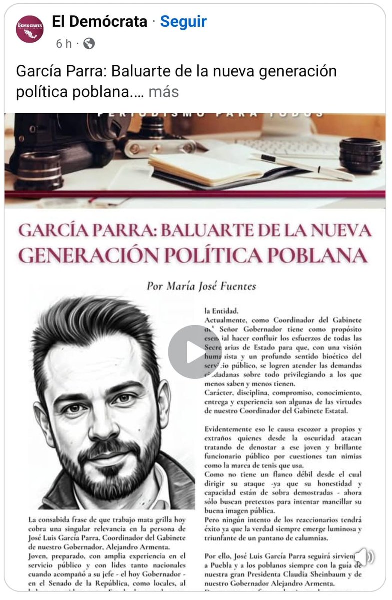 Coronan a José Luis García Parra como “baluarte de la nueva generación política poblana”.
¿Por su visión de Estado? ¿Su impecable experiencia?
No… seguro por su no belirelación
¿Nace el Cartel Armenta Nueva Generación?

#NuevaGeneracion #Puebla