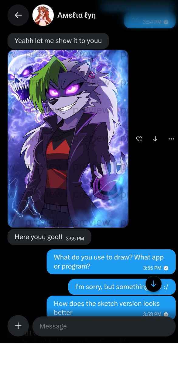 Don't commission <a href="/Amelialyn3/">Aмєℓια ℓуη</a> 
I've learned that the hard way.

I can just tell when Ai is involved, that's 30 dollars I'll never see again