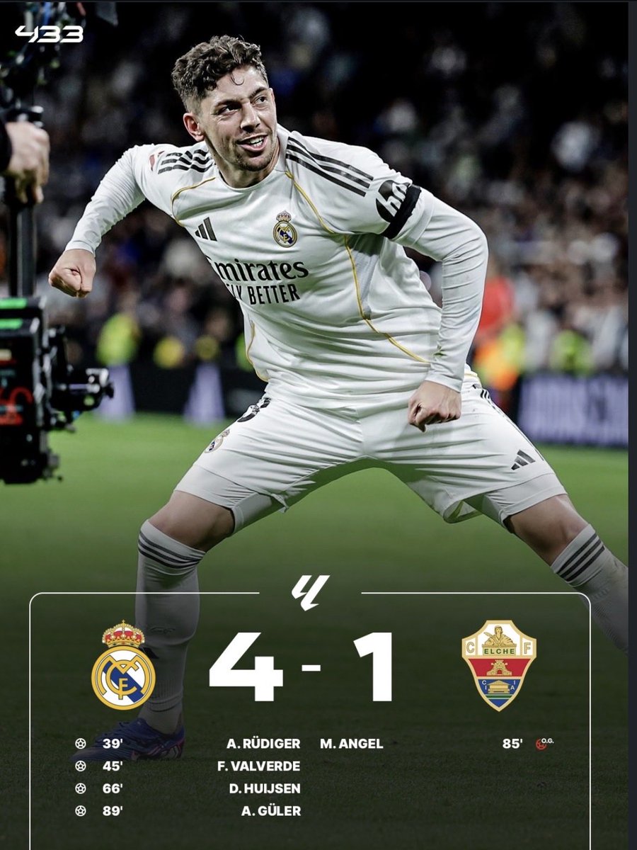 kaeshurboi's tweet photo. LaLiga title race is ON. ⚪🔥

Real Madrid win tonight and move 1 point behind FC Barcelona.

While others talk, Madrid just keep stacking wins.
Pressure officially back in the title race. 👀🏆

#RealMadrid #LaLiga https://t.co/AvDSUKxvbL