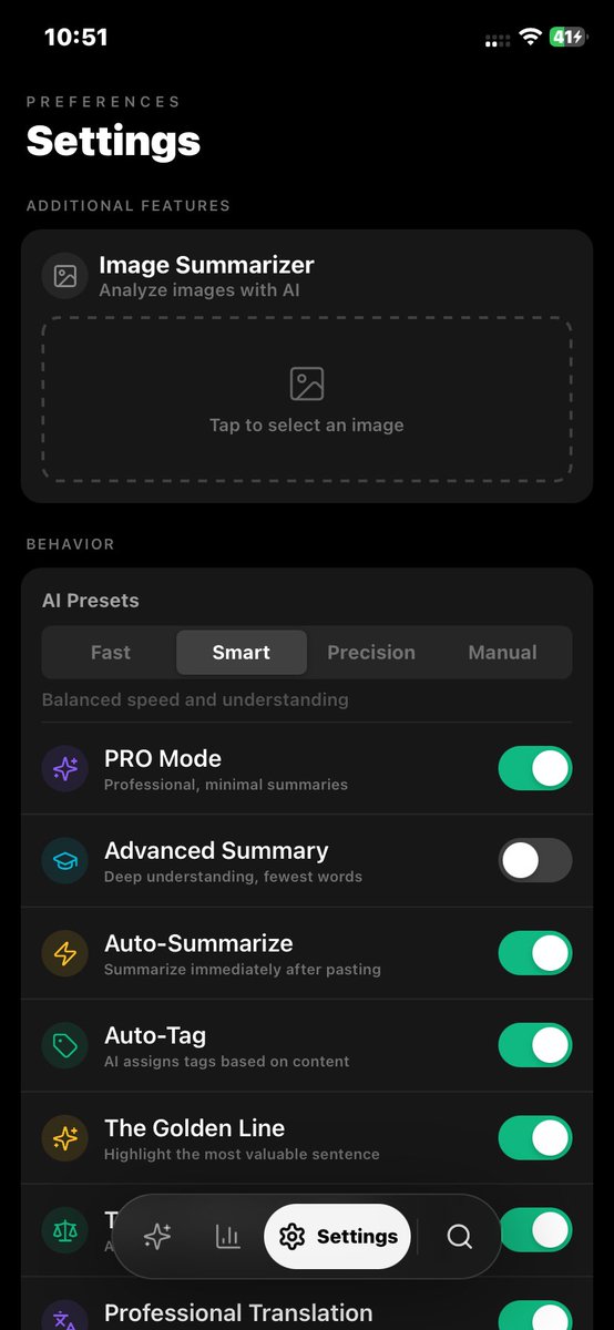 mustafanabil_93's tweet photo. From the upcoming update 🌝
#presets are coming ! 
#ai #justsummarize #productivity #ios https://t.co/J1Q8sfYmJS