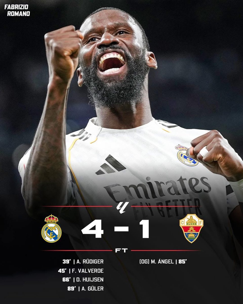 All 5 goals scored by Real Madrid players.
This defense is gradually becoming solid match after Match.
Pressure to <a href="/FCBarcelona/">FC Barcelona</a>