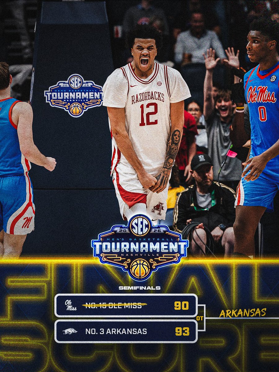 ARKANSAS SURVIVES IN OT TO ADVANCE TO THE SEC TOURNAMENT TITLE GAME!

<a href="/RazorbackMBB/">Arkansas Razorbacks Men’s Basketball 🐗</a> x #SECTourney