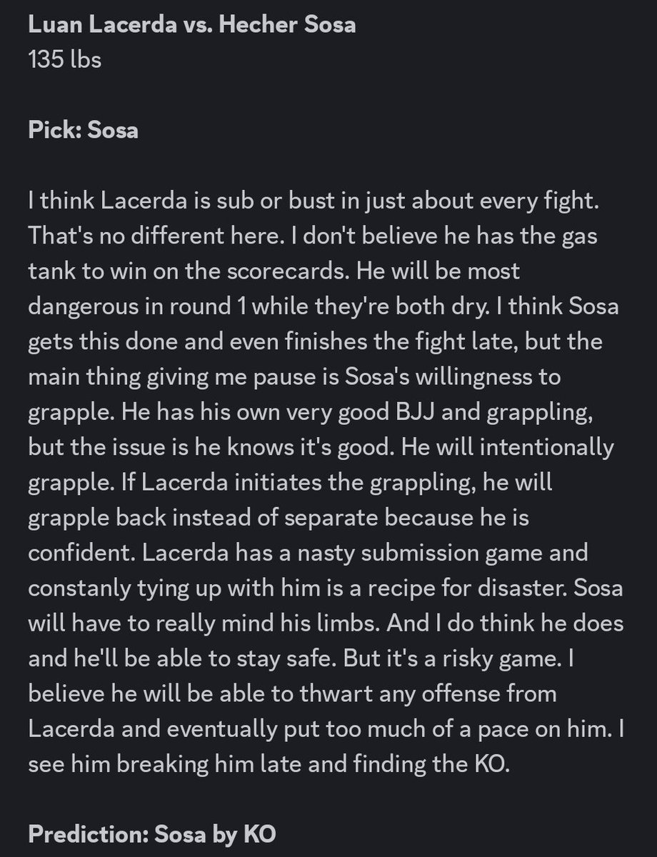 ScaryHoursMMA's tweet image. Lacerda vs Sosa 📝

#UFCVegas114