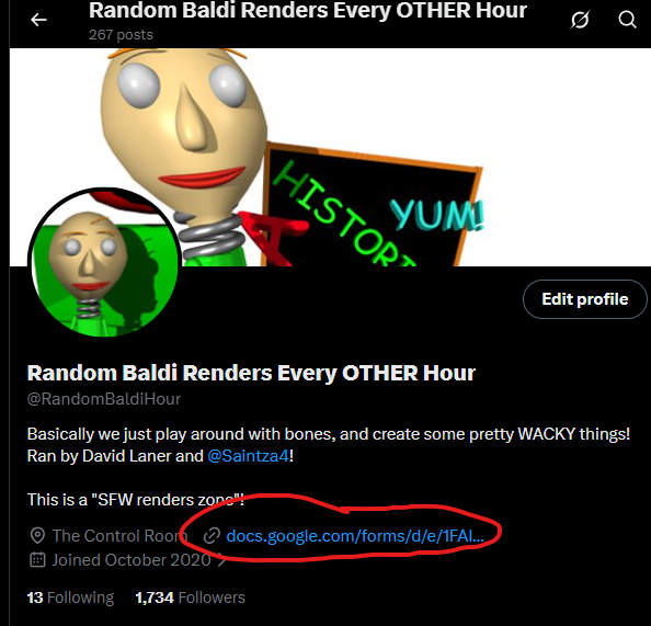 Random Baldi Renders Every OTHER Hour tweet media