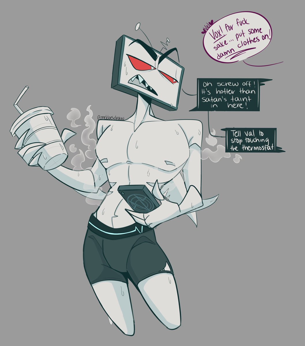 Giving my favorite character my daily struggle of always being overheated 

#HazbinHotel #vox #HazbinHotelFanart #HazbinHotelVox