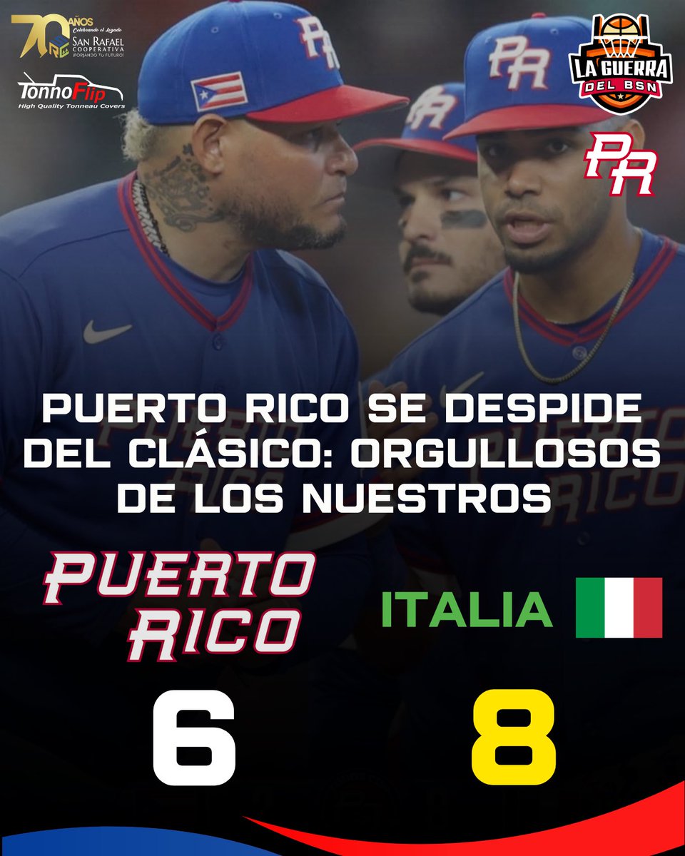 #WBC | 🇵🇷 ¡ORGULLOSOS DE LOS NUESTROS! | PUERTO RICO SE DESPIDE DEL CLÁSICO TRAS INTENTAR COMPLETAR UNA REMONTADA VS ITALIA 🇵🇷

Puerto Rico se despide del Clásico Mundial de Béisbol 2026 tras caer 8-6 frente a Italia en los cuartos de final desde el Daikin Park en Houston, Texas.