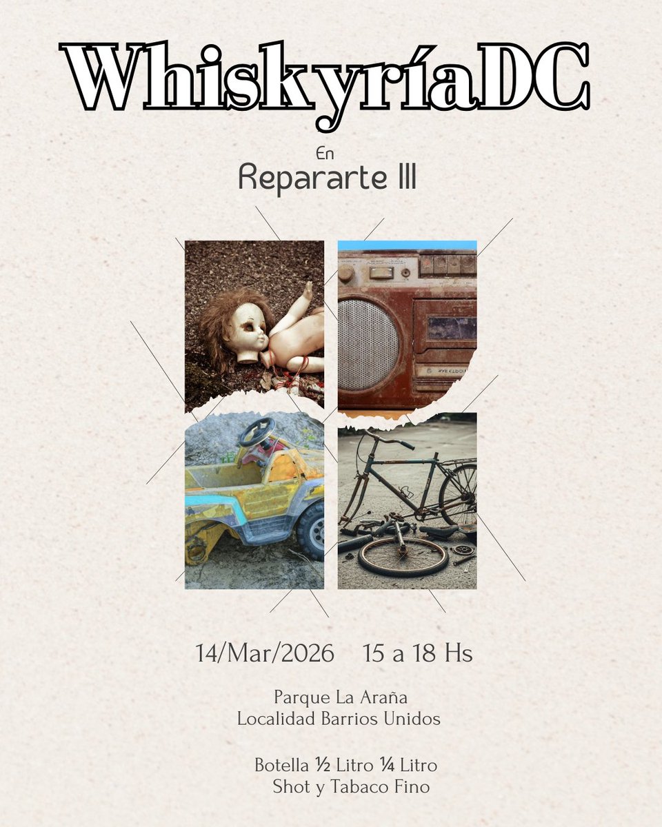whiskyriadc's tweet photo. Evento que ofrece servicios de reparación de ropa, zapatos, maletas, relojería, juguetes, etc., Habrá conversatorios, talleres de sostenibilidad y música. ¡Maravíllate con whisky y tabaco fino esta jornada!

#parquelaaraña2026 #whiskyriadc #bogotatomawhisky #whiskyenbogota https://t.co/UbnuNb9xRR