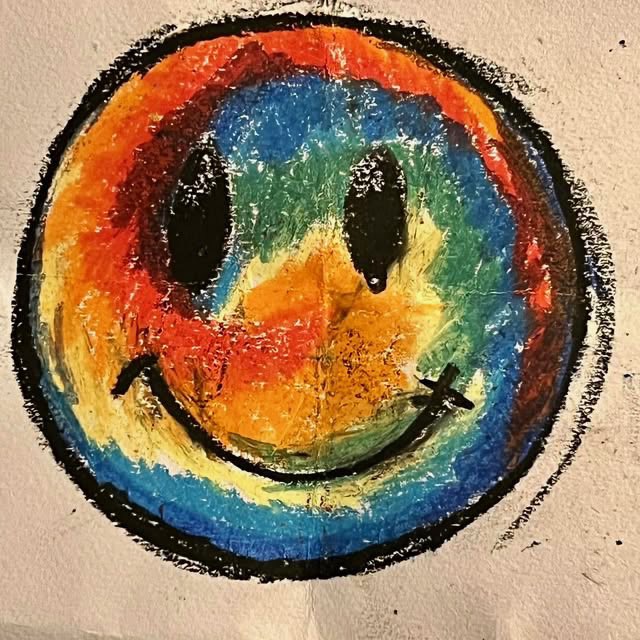 bill_codi's tweet photo. Original art. From oil pastel to tattoo. #tearfulsmiley https://t.co/hMBfi703Dq