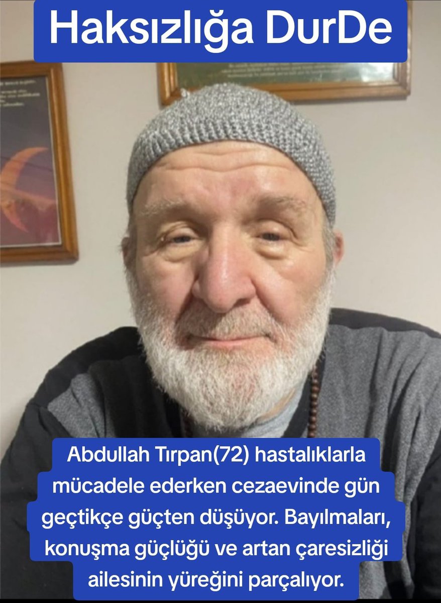 Tek suçu öğrencilere yemek ısmarlamak ve burs vermek olan 72 yaşındaki Tekirdağlı köfteci esnafı Abdullah Tırpan cezaevinde.
Allah’tan korkun! Şu mübarek günlerde hiç mi vicdan sahibi yok? <a href="/adalet_bakanlik/">T.C. Adalet Bakanlığı</a> 

Haksızlığa DurDe