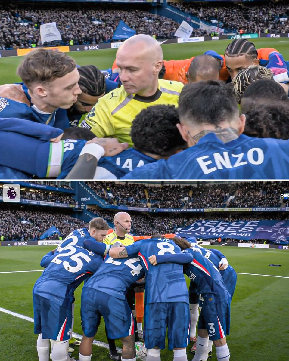 BillaZakaria6's tweet photo. Avant le match, les joueurs de Chelsea se sont regroupés autour de Paul Tierney en plein milieu du terrain 😂
#chelseanewcastle https://t.co/AWfGiOcDfu