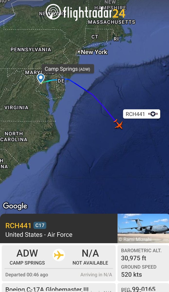 sipjack1776's tweet photo. C-17A Globemaster III
#AE080B/99-0165/RCH441
Tracking SE out of Andrews. Aircraft arrived at JBA out of Wright-Patterson earlier today.
@Borrowed7Time https://t.co/cIuYhLXUXT