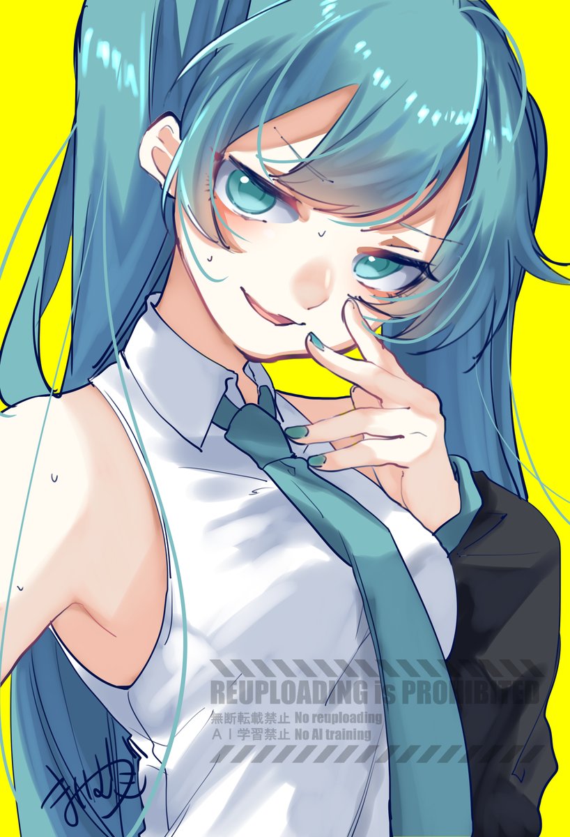 初音ミク 「な、なんです??」|まいむぎのイラスト