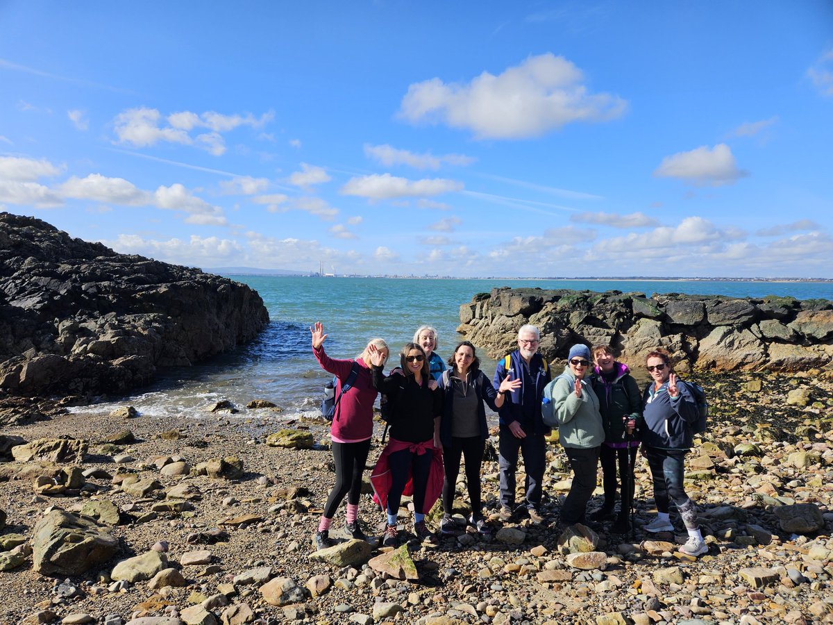 adrianhendroff's tweet photo. What a lovely day to be guiding this group from Portmarnock to Howth today via the cliff walk. 

#portmarnock #howth #howthcliffwalk #dublin #hikingireland https://t.co/vSLnDC71zI