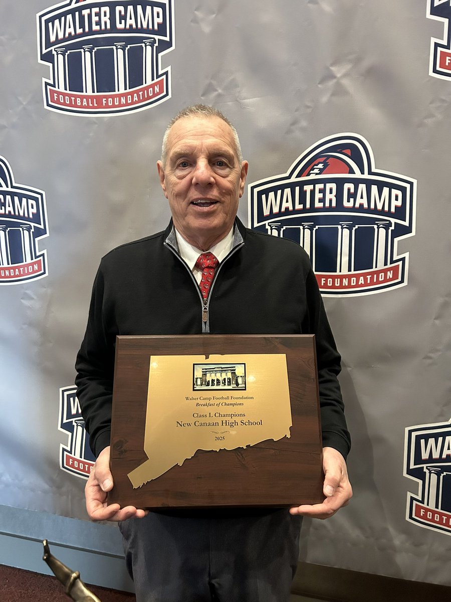 NewCanaanFB's tweet photo. 2025 Honors for NC Football:
Walter Camp Football Foundation  
• Team of the Year  
• Lou Marinelli — Coach of the Year
First Team All-State  
• Andrew Esposito (Offense) — CT Player of the Year Finalist  
• Adrian Delicata (Offense)  
• Ryan Brooks (Defense)
#cthsfb https://t.co/ismZd2qkvJ