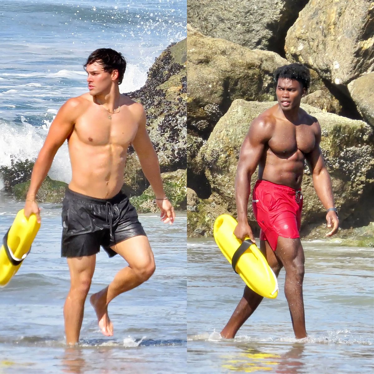 BuzzingPop's tweet photo. Noah Beck and Thaddeus Lagrone shooting 'BAYWATCH' reboot. https://t.co/tOWolTq5vE