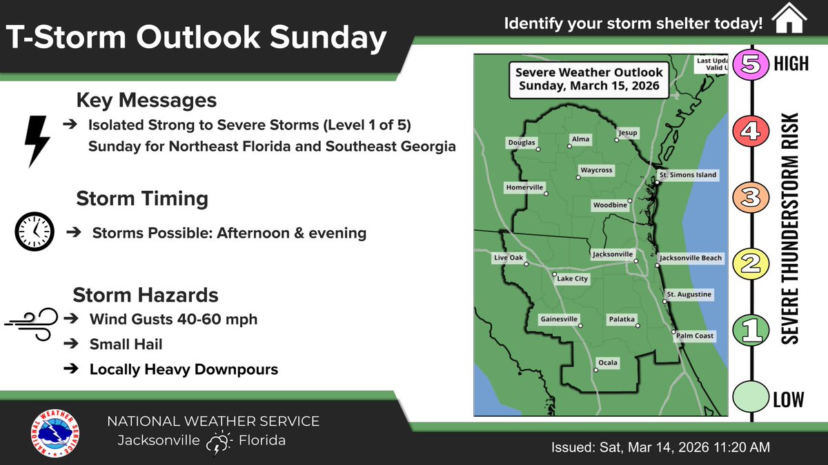 NWSW 3/3まで ➡️Chances for strong to severe t'storms⛈️ both Sun & Mon ahead