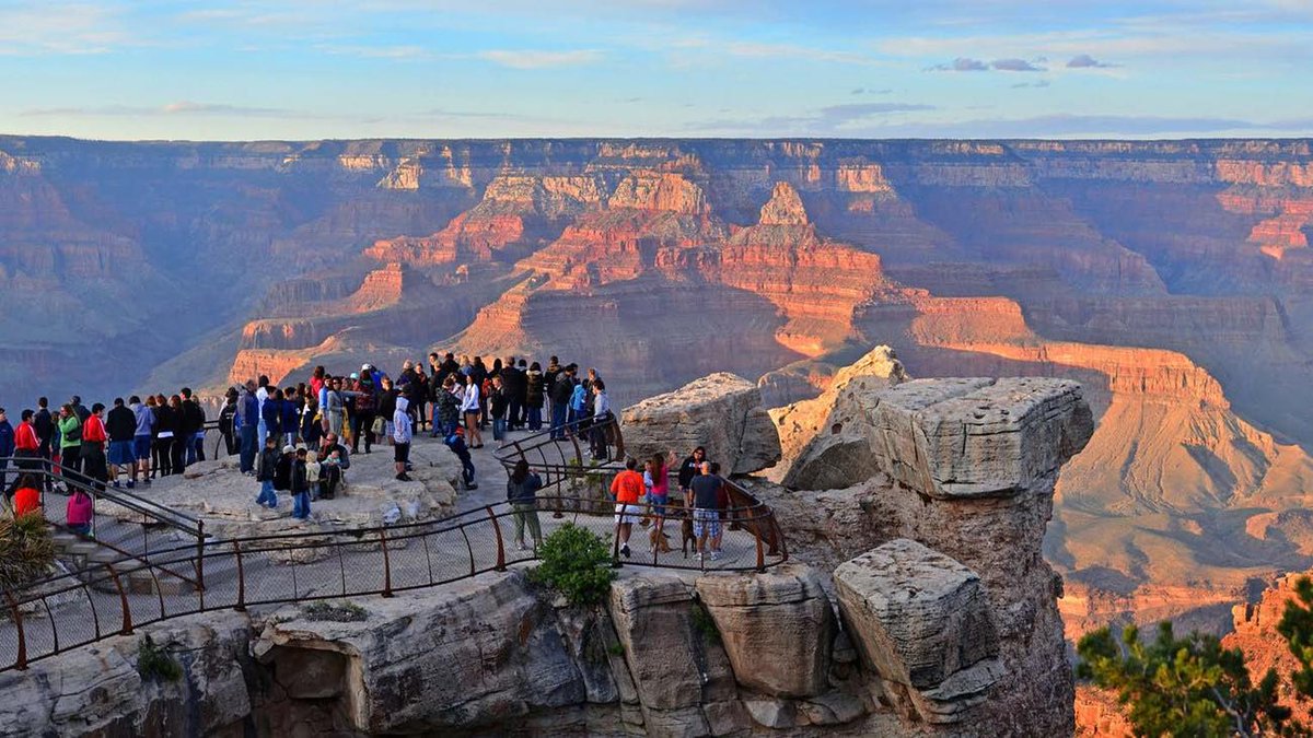 GrandCanyonNPS's tweet photo. Expect it to be busy during Spring Break! Here are some tips to help make your visit easier and more enjoyable.

1) Midday is the busiest time to enter the park and visit Grand Canyon Village, so arriving early is the best strategy. (before 9:30 am) or later in the afternoon (after 4 pm) to avoid the biggest crowds.

The South Entrance Station, near the town of Tusayan, Arizona, receives the most traffic, and experiences long lines and up to two hour wait times between 9:30 am and 4 pm.

2) Also, parking fills quickly around the Visitor Center, between 10 am and 3 pm. Park once, then ride the free shuttle buses around the village and out to the scenic overlooks along the canyon rim.  

📌 Village Parking Information: https://t.co/ZsPo1JQYSH (2439)

📌 Shuttle Bus Routes/Schedules: https://t.co/Ig2vXqecVE (6479)

3) If your time is limited, arrive early and park at the Visitor Center. Trip planning and hiking information is available through permanent exhibits and sidewalk signs outside of the Visitor Center building. 

Then take the short walk to Mather Point. There is easy access with a huge panoramic view —the perfect introduction to the size of the canyon. 
.
Additional Activities Include:
.
Walking the Canyon Rim Trail:
The Rim Trail is mostly flat and paved, making it one of the easiest and most scenic walks in the park. If you simply walk 10–15 minutes away from major overlooks, the crowds thin out quickly. From Mather Point, walk 0.7 miles (1 km) to Yavapai Point. 15–20 minutes. —Visit the geology museum, then walk or take the Kaibab Rim (Orange) shuttle back to the Visitor Center. 
📌 https://t.co/rrE4tXI4S8 (2133)
.
Exploring the Village Historic District:
It has restaurants, historic hotels, gift shops, galleries, and views of Grand Canyon. Travel to the village by taking the Village Route (BLUE) shuttle route. 📌 https://t.co/oL50UDAHem (2222)
.
Tour Scenic Viewpoints Along Hermit Road
The shuttle on Hermits Rest Route (RED) follows Hermit Road for 7 miles (11 km) and has nine views of the canyon and the Colorado River. This route is best experienced in the morning and can be very busy by mid-day. Take the BLUE shuttle route from the Visitor Center, then transfer to the RED shuttle route. Personal vehicles are not permitted on Hermit Road from March 1 to November 30.  📌 https://t.co/zzcN4rJ5Lg (4047)
.
3) DYK There Is Another Park Entrance at Desert View?

Travelers arriving from the east (e.g. from Colorado, Page, AZ or Monument Valley) or on Interstate 40 from New Mexico, can turn onto US 89, drive to Cameron, AZ, —then turn west on State Route 64, —to enter the park through the Desert View (East) Entrance.

This entrance tends to be less busy. Entering from Desert View can save you time waiting in the South Entrance Station's line and make for a more relaxed experience.

 Here you can enjoy expansive views of the Colorado River and visitor services, then travel the scenic 23 mile (37 km) drive towards the village —with marvelous panoramic views of Grand Canyon. There is parking at every viewpoint, and several picnic areas along the way. 📌 Directions to Desert View https://t.co/InkxG5b6WO (8138) 
.
HIKERS - DID YOU KNOW that a key section of the River Trail is currently closed, which affects some popular hiking routes. 

🚫 Closed: River Trail between the River Resthouse on the Bright Angel Trail and the South Kaibab Trail junction, including the Silver Bridge. The closure is expected to remain in place until July 1, 2026.

Because of this closure, hikers cannot complete a Rim-to-River-to-Rim loop using the South Kaibab and Bright Angel Trail. Additionally, the National Park Service strongly advises against attempting to hike from the rim to the Colorado River and back in a single day due to the extreme distance, significant elevation change, and heat hikers may encounter.

✅ Still Open:
• Bright Angel Trail to the river and River Resthouse
• South Kaibab Trail to Black Bridge
• Tonto Trail between The Tipoff and Havasupai Gardens

Why is the trail closed?
Rockfalls along the River Trail in August caused a 50-foot section of the trail to collapse, requiring additional safety assessments and reconstruction work before it can safely reopen.

Keep up to date with latest trail information by visiting the park's Key Hiking Messages webpage here: 

https://t.co/kuz5p6M66i (7785) 

#SpringBreak #GrandCanyon #Arizona #SpringBreakReady #BePrepared #PlanLikeAParkRanger