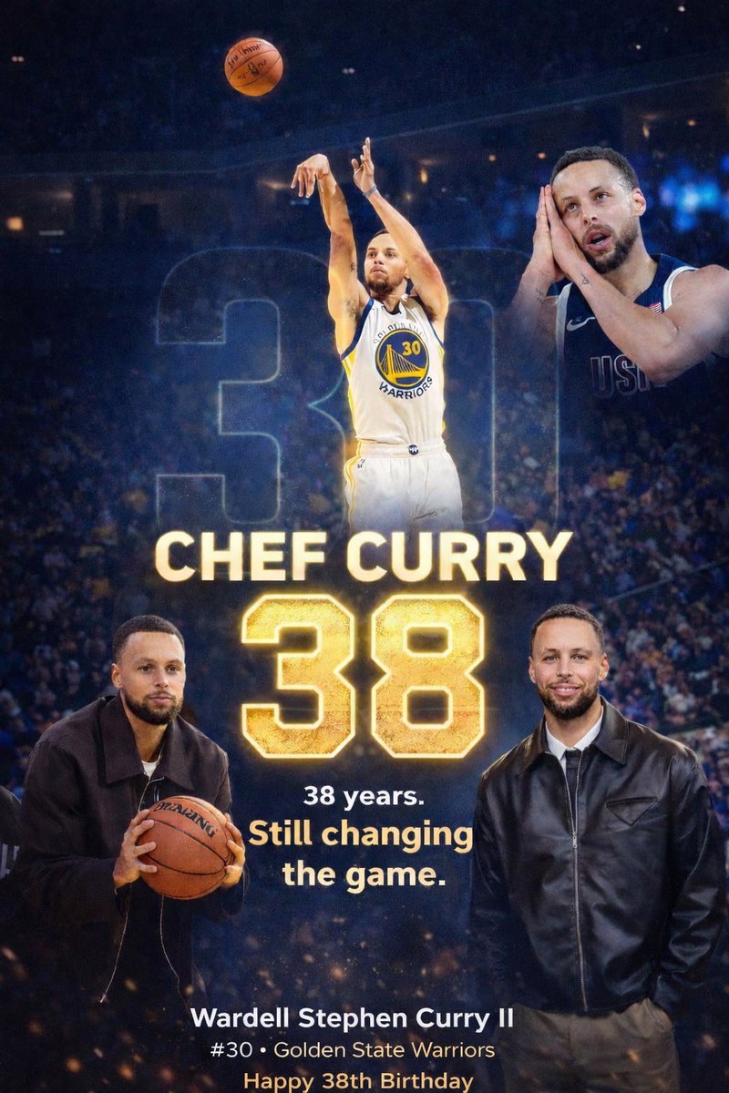 stephitupcurry's tweet photo. Happy 38th Birthday to the greatest shooter ever.
Still changing the game. Still cooking.
Happy Birthday, Steph. 🏀🔥 https://t.co/7Ibh02bpQy