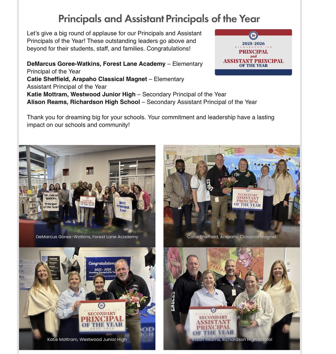 Congratulations to these campus administrators! Such a well-deserved honor!