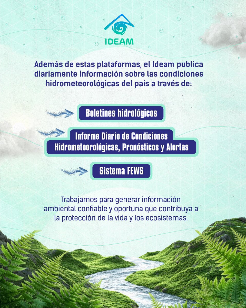 En el #DíaInternacionaldeAcciónporlosRíos, desde el Ideam recordamos la importancia de comprender su comportamiento para proteger comunidades y ecosistemas en Colombia.

A través de nuestros sistemas de información y monitoreo hidrometeorológico generamos datos que permiten