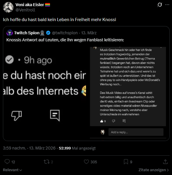 bronkizz2020048's tweet photo. Bin dafür,dass @TheRealKnossi eine Geldstrafe bekommt, wenn bewiesen wird,dass er in die #Fanblast Abzocke verwickelt war.
Aber kein Leben in Freiheit mehr?
Was stimmt mit dir nicht @Venitroll?
So Tweets kannst du machen,wenn mal wieder jemand für Vergewaltigung Bewährung kriegt. https://t.co/NR6qjhfqxg