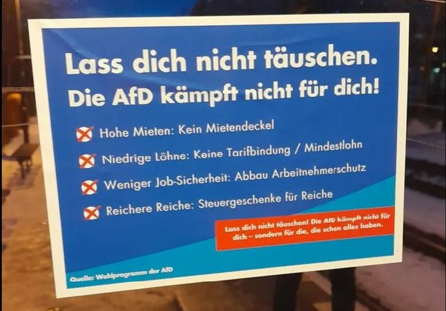 Freigeist_BER's tweet photo. Lass Dich nicht täuschen von der AfD !

Die AfD ist keine Alternative !

Hessen Frankfurt | Cornberg | Rotenburg an der Fulda | Bebra | Waldkappel | Eschwege | Offenbach | Alsfeld | Limburg an der Lahn | Wetzlar | Darmstadt | Hanau | Wetzlar
#afdhessen #afdwetterau #AfDHaiger https://t.co/NDK0K82dIE