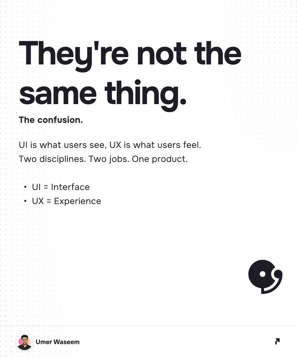 umerwaseeem's tweet photo. Great products fail when UX and UI work in silos. 
One shapes the journey, the other brings it to life. 
You need both not one pretending to be the other. https://t.co/BIFeUsVfpn