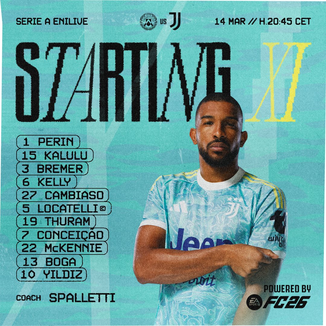 juventusfc's tweet photo. ✍🏻 Gli 1️⃣1️⃣ titolari selezionati da mister Spalletti per la sfida di questa sera 📜

@EASPORTSFC @easportsfcit

#UdineseJuve https://t.co/6lVxgsAUm4