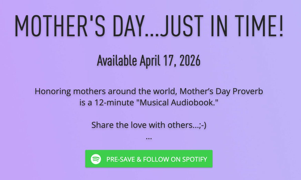 …
Mother's Day Proverb

Pre-Save on Spotify! 
LINK: show.co/cJBNVbq

#mattjohnsonmusic #mattjohnson #mothersday #proverbs31 #mothersday2026 
…
