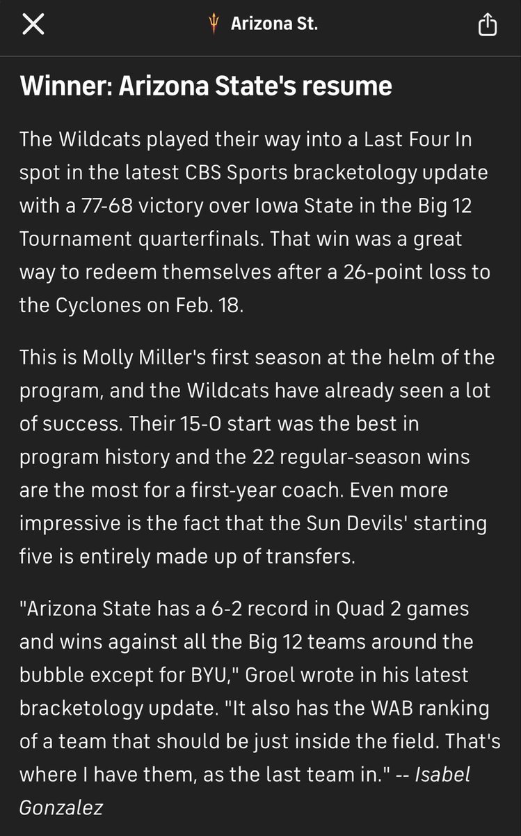 RandyEberhardt's tweet photo. Hey @cisabelg Arizona State is known as the Sun Devils. The wildcats are that other team down south. https://t.co/sHQVTeYQrO