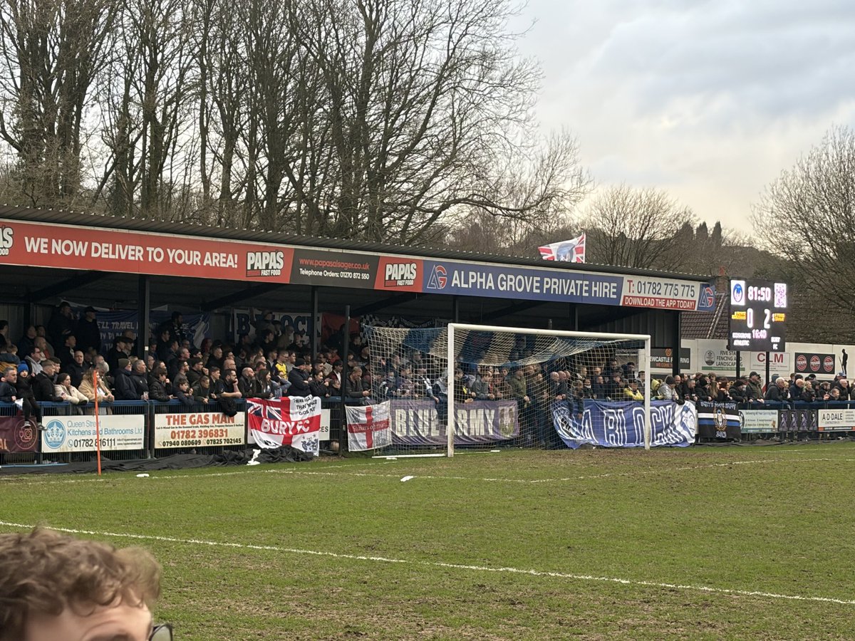 Black1eboy's tweet photo. Kidsgrove (0) vs @buryfcofficial (2). Thought we bounced back well and were in complete control all game. Well played lads, tough pitch to play our style of football, but battled & dug out a result!👏. My MOTM was @jamesneildy with a captains performance 💙🤍 #BuryFC #7togo https://t.co/P8ENYMqoMj