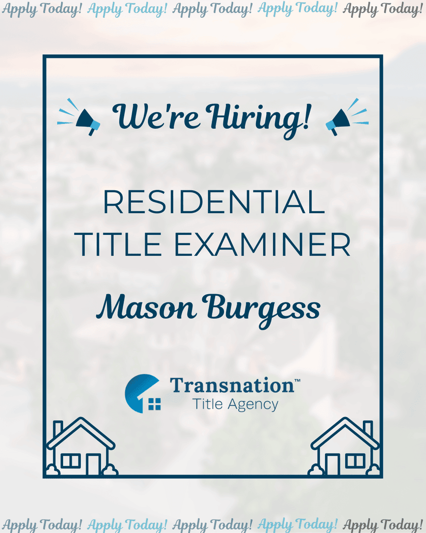 TransnationT's tweet photo. Transnation Title is hiring a Residential Title Examiner in Flint, MI. If you have experience researching property titles and enjoy solving complex puzzles, this could be the perfect fit.

Experience: 3+ years in the title industry preferred

Apply: https://t.co/JDV2iBx5u1 https://t.co/ueeUElyAvn