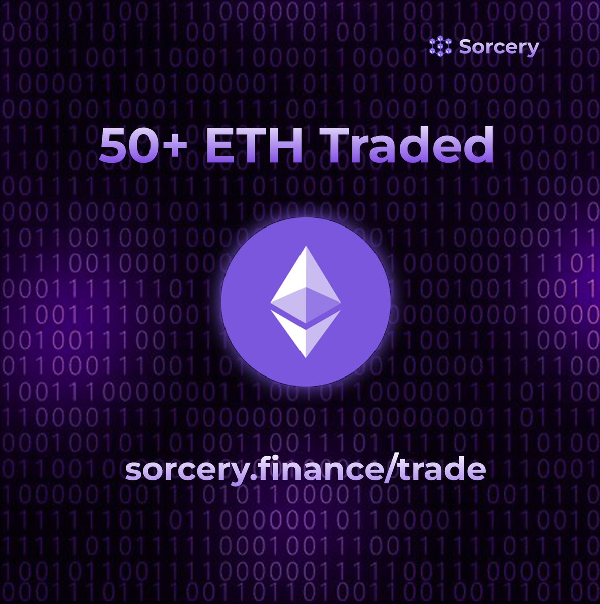Sorcery has surpassed 50+ $ETH successfully traded on our Dex 🔵✨

Users have so far executed 172+ transactions totaling $113,000+ on <a href="/ethereum/">Ethereum</a> 🪄

sorcery.finance/trade