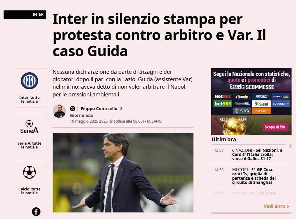 Comunque il silenzio stampa dell'#Inter non ha portato bene. 
L'ultimo era quello di maggio prima dei 5 gol in finale.