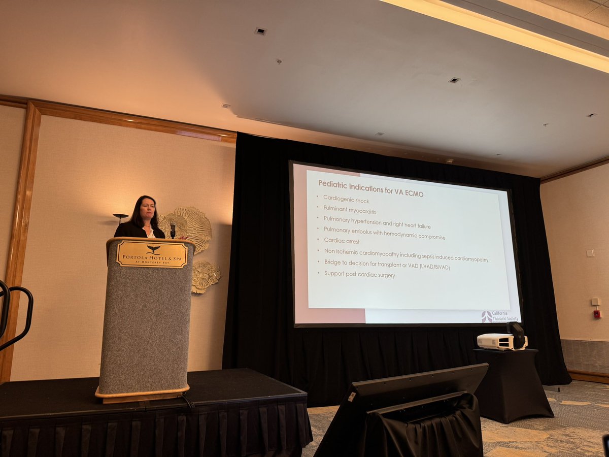 CalThoracic's tweet photo. Dr. Kathleen Ryan from @StanfordHealth @StanfordChild presenting to @CalThoracic about pediatric ECMO considerations. https://t.co/BboSOjPgMa