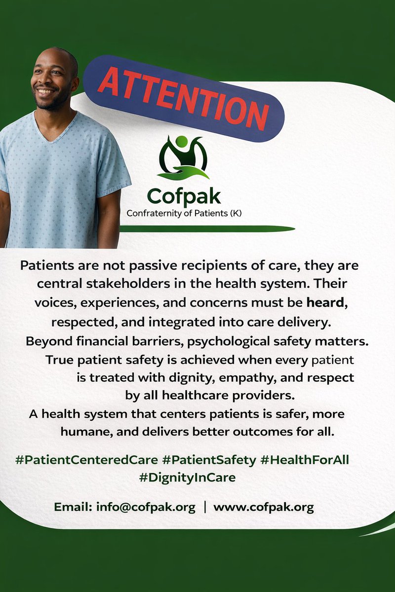 COFPAK 2026: "True patient safety is achieved when every patient is treated with dignity, empathy, and respect by all healthcare providers.

A health system that centers patients is safer, more humane, and delivers better outcomes for all."