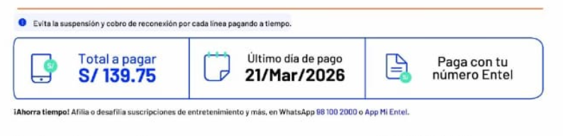 rubengrb's tweet photo. @EntelPeru @OSIPTEL Por 4ta vez, la facturación de @EntelPeru no respeta el monto pactado al portar mis líneas (beneficios por 12 meses). Además, siguen ofreciendo promociones que ni siquiera respetan desde el primer mes. @OSIPTEL @IndecopiOficial revisar estas prácticas. https://t.co/QPb3ghmrE9