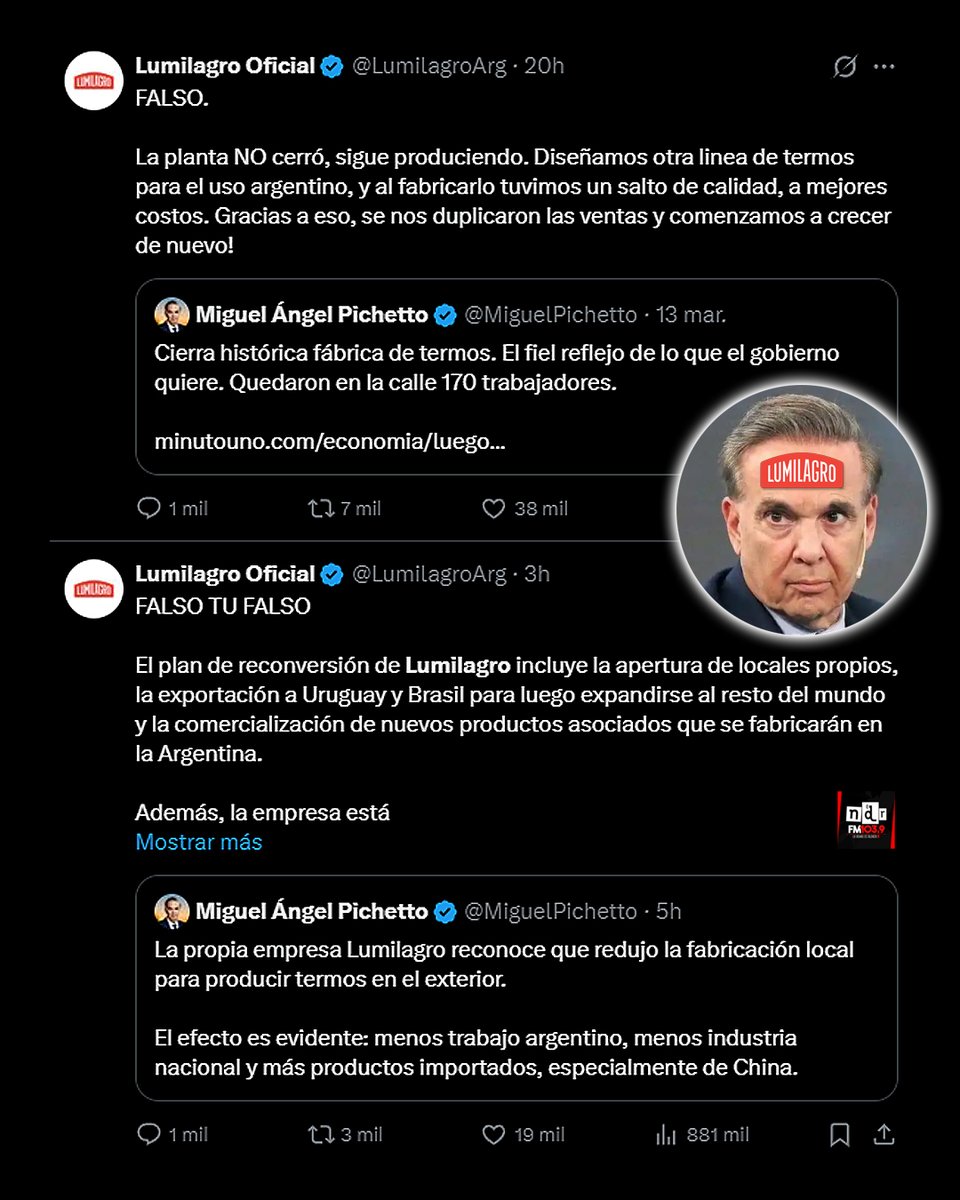 La fábrica de termos domó al cabeza de termo. Tiene sentido.

#Lumilagro #Pichetto