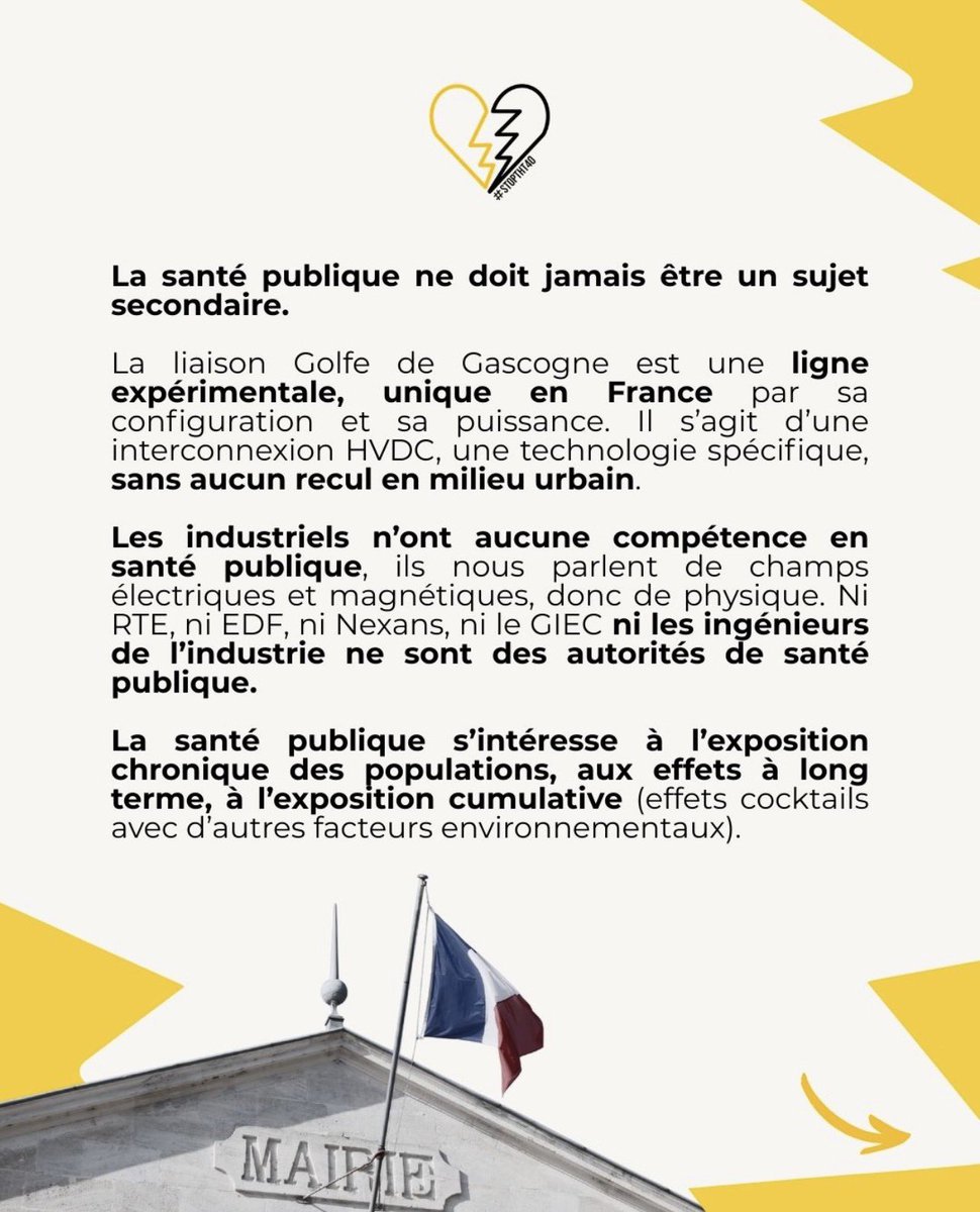 StopTHT40's tweet photo. ELECTIONS MUNICIPALES de SEIGNOSSE
Nous avons posé la même question aux candidats :
"Êtes-vous favorable à une étude d'impact sanitaire indépendante sur la ligne THT Golfe de Gascogne ?"

La santé publique ne doit jamais être un sujet secondaire.
#Seignosse #THT #400000volts 
1/2 https://t.co/FE9SEfRdaI