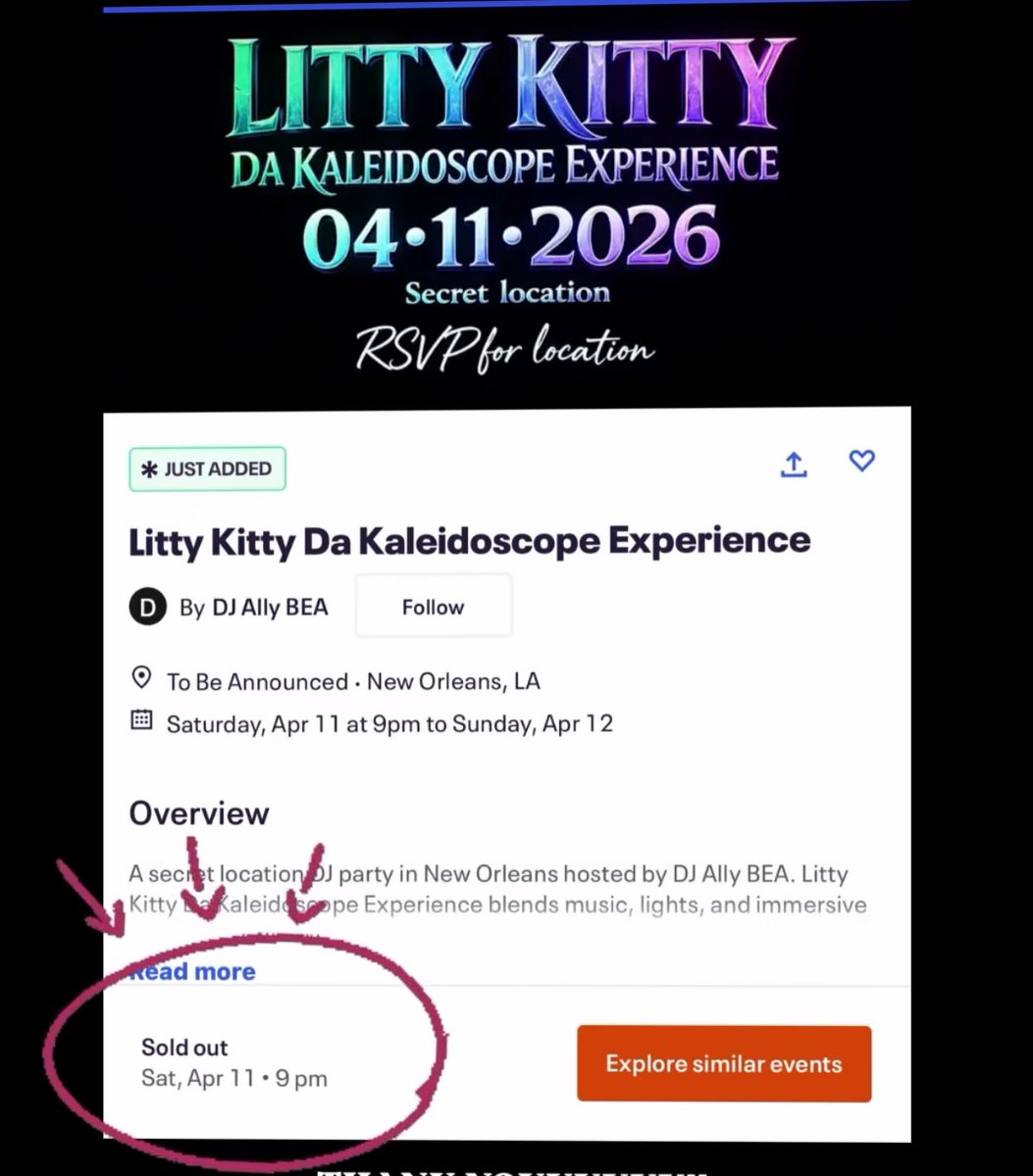 Been in disbelief all day .

Not even a week in &amp; the event is SOLD OUT !

Thank you !!!!

I’m working on getting a final round of RSVPs opened up…

I also have a few goodies for those who RSVP’d early . 

But mannnn my heart is so full!